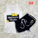 Sexy graphic print suspender shorts suit yoga pants suit D9347