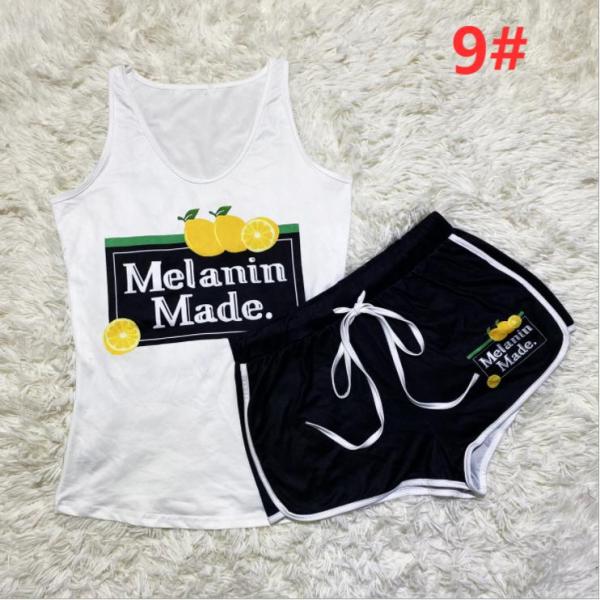 Sexy graphic print suspender shorts suit yoga pants suit D9347