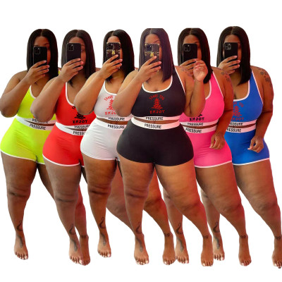 Plus size women's fashion casual sports suit two-piece suit Q77213