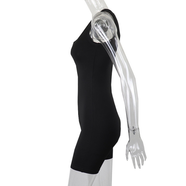 New solid color sleeveless milk silk stretch tight casual jumpsuit tide P003783