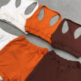 New product solid color high waist fashion sports casual shorts vest suit K21S02541