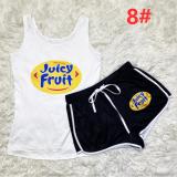 Sexy graphic print suspender shorts suit yoga pants suit D9347