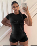 Fashion Slim Sports Pants Set Pure Color Short Sleeve Shorts Casual T-shirt Sports Two-piece Set HM5475