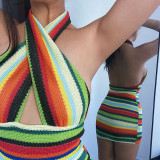 Slim sexy halter cross halterneck suspender dress LS21190