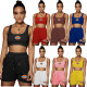 Embroidered logo letter camisole shorts sports suit R2233