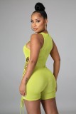 Back zipper closure sleeveless solid color hollow straps stretch jumpsuit z9105