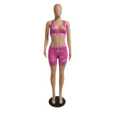 Letter pattern printing two-piece sports suit CN0142