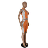 High elastic casual sleeveless five-point pants two-piece suit C652