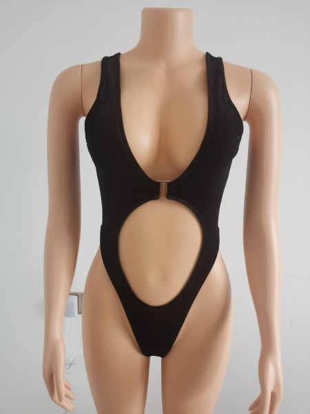 Gold velvet solid color sexy V-shaped suit two-piece swimsuit short skirt FFD1115