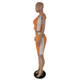 High elastic casual sleeveless five-point pants two-piece suit C652