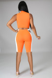 High elastic casual sleeveless five-point pants two-piece suit C652
