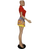 2021 new summer positioning printing two-piece skirt QM7051