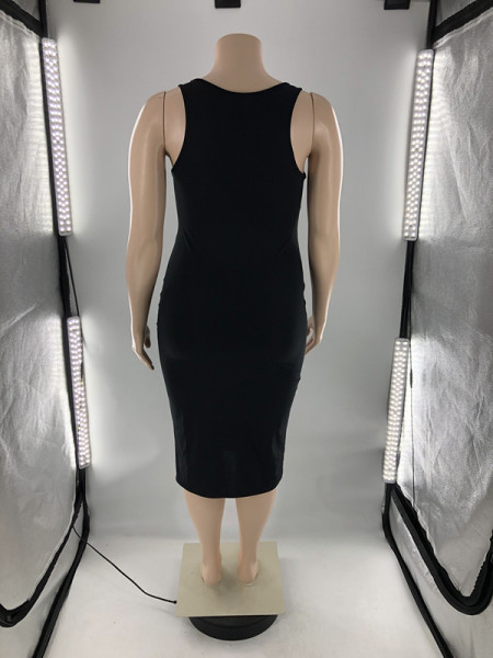 Fashion plus size solid color V-neck slim sexy camisole sexy dress S6298