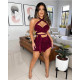 Sexy lace-up pleated split skirt two-piece suit GL6380
