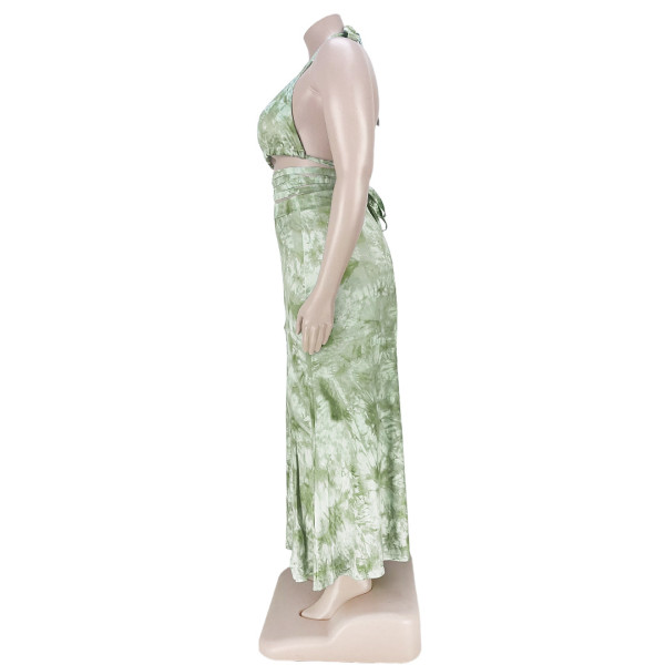 Tie-dye print tie slit dress suit AP7032