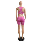 Letter pattern printing two-piece sports suit CN0142