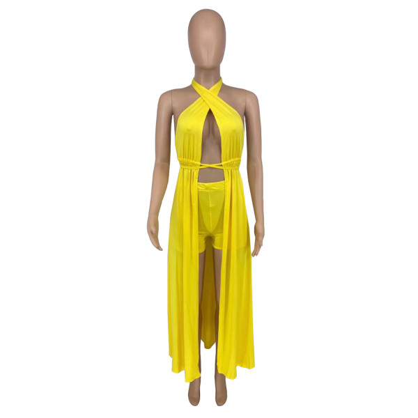Sexy casual tight-fitting suspenders solid color belt trouser skirt suit AT5128