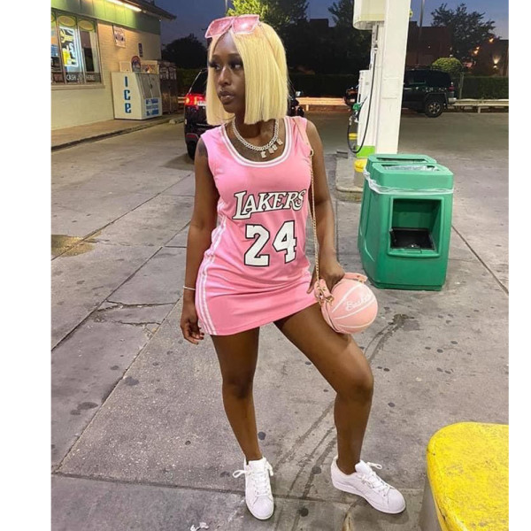 Round neck print basketball dress new CN0144