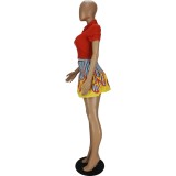 2021 new summer positioning printing two-piece skirt QM7051