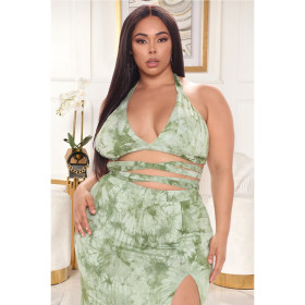 Tie-dye print tie slit dress suit AP7032