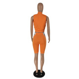 High elastic casual sleeveless five-point pants two-piece suit C652
