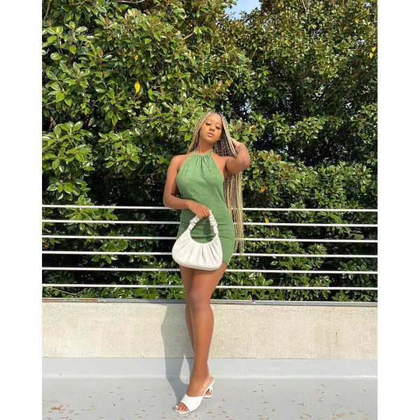 Sexy halter neck strap halter dress GL6381
