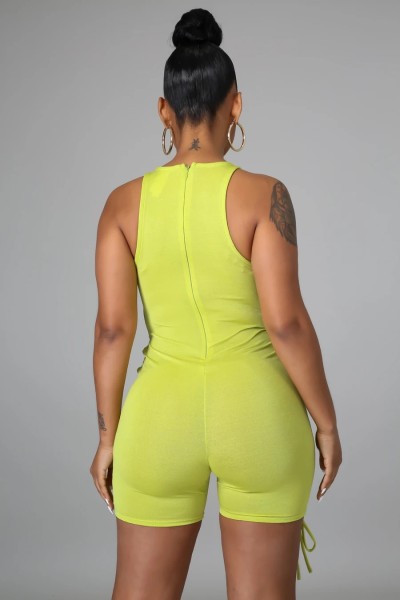 Back zipper closure sleeveless solid color hollow straps stretch jumpsuit z9105