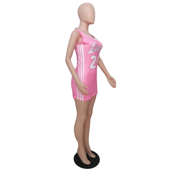 Round neck print basketball dress new CN0144