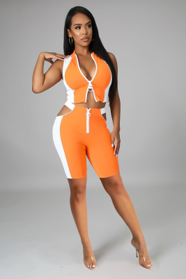 High elastic casual sleeveless five-point pants two-piece suit C652