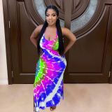 Sexy sling print dress S6293