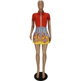 2021 new summer positioning printing two-piece skirt QM7051