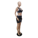 Letter pattern printing two-piece sports suit CN0142