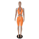 High elastic casual sleeveless five-point pants two-piece suit C652