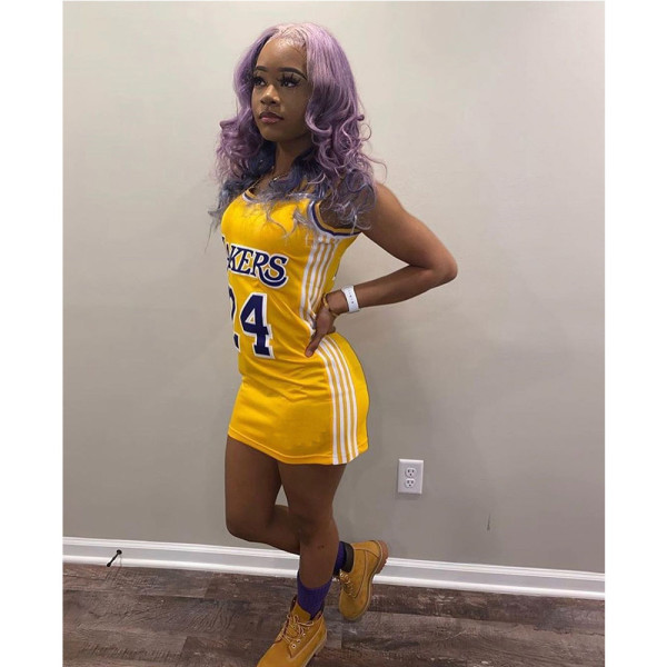 Round neck print basketball dress new CN0144