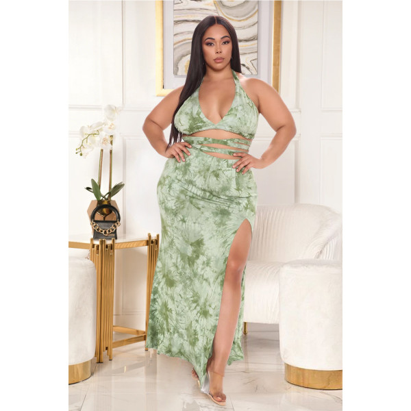 Tie-dye print tie slit dress suit AP7032