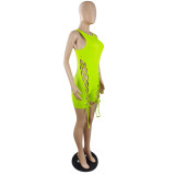 Back zipper closure sleeveless solid color hollow straps stretch jumpsuit z9105