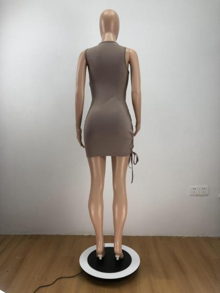V-neck strapless sexy dress with breasts and umbilical strap hollow sexy dress PH1221