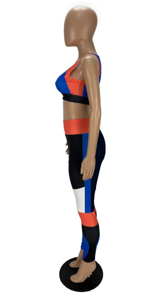Beautiful sexy women's color contrast yoga sports two-piece suit XY9105