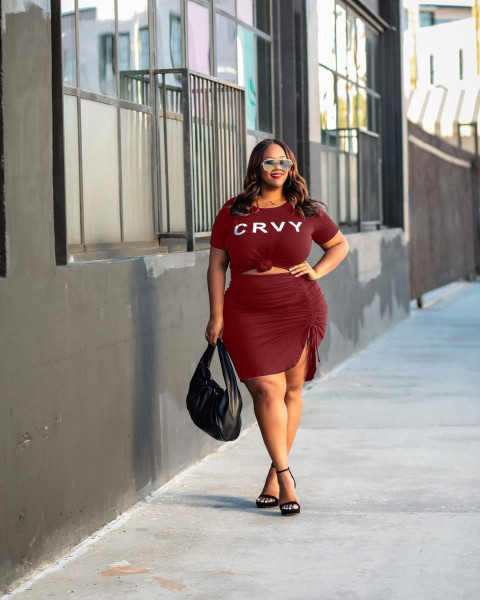 Fashion plus size women's amazon cross-border fashion casual two-piece skirt suit S6295