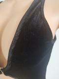 Gold velvet solid color sexy V-shaped suit two-piece swimsuit short skirt FFD1115