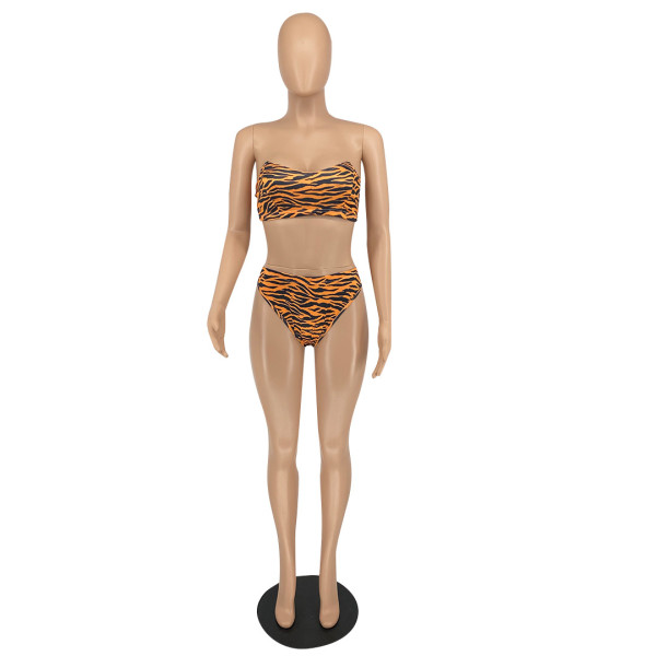 Tiger skin pattern sexy fashion casual swimsuit new two-piece suit FM2030