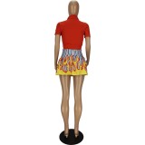 2021 new summer positioning printing two-piece skirt QM7051