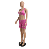 Letter pattern printing two-piece sports suit CN0142