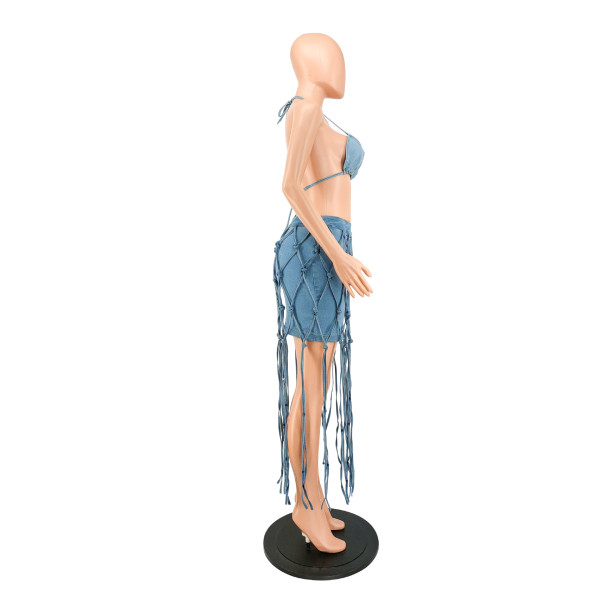 Hand-woven rope denim suit MY715