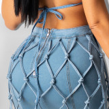 Hand-woven rope denim suit MY715