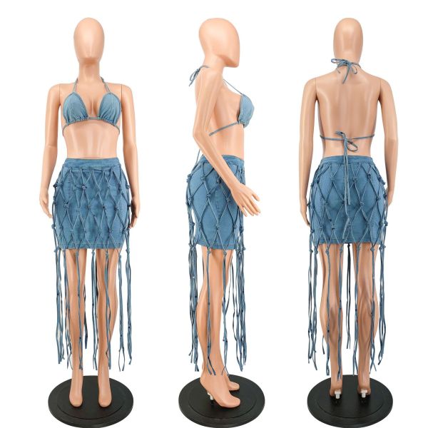 Hand-woven rope denim suit MY715