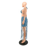 Hand-woven rope denim suit MY715