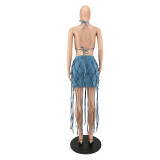 Hand-woven rope denim suit MY715