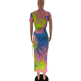 Tie-dye irregular sexy dress MN1093