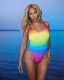 Sexy gradient one-piece swimsuit Q5089